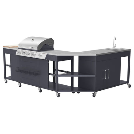 Barbecue gaz HAPPY GARDEN Cuisine d'angle d'extérieur TEXAS - 4+1