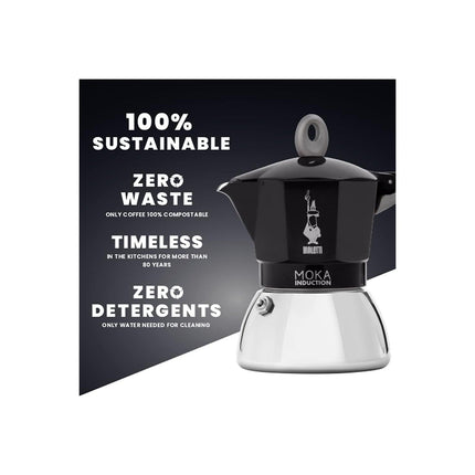 Cafetière italienne BIALETTI Moka induction 6 tasses black