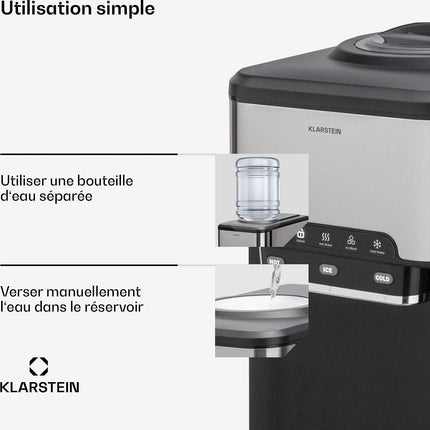 Machine à glaçons KLARSTEIN Aqueous 3en1 20kg/24h 2,5 litres inox