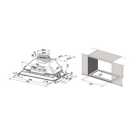 Hotte encastrable AIRLUX AHGB451SI