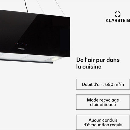 Hotte décorative îlot KLARSTEIN Kronleuchter XL îlot 90cm 590m³/h noir