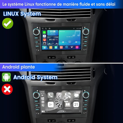 Autoradio connecté JUNSUN pour Opel Corsa D/Astra H noir 7"Carplay