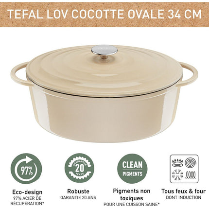 Cocotte TEFAL Fonte LOV faitout 34cm beige