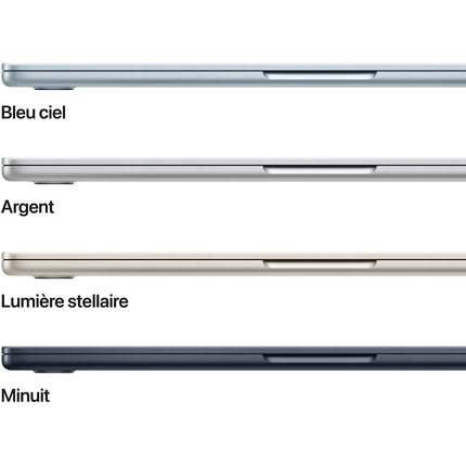 Ordinateur Apple MACBOOK Air 15" Puce M5 CPU 10 / GPU 10 coeurs Mémoire RAM 16Go Stockage 512Go SSD