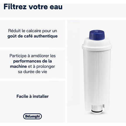 Filtre DELONGHI DLSC002, Cartouche Filtrante Anti-Calcaire pour Machines à Café