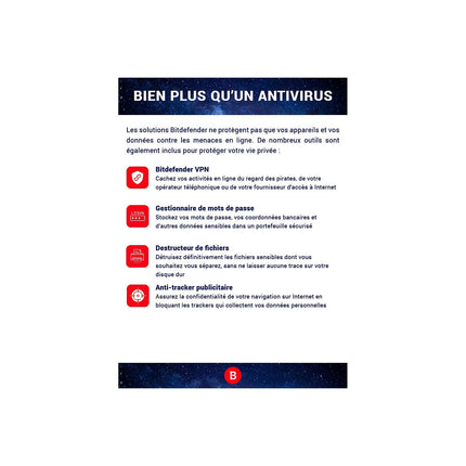 Logiciel antivirus et optimisation BITDEFENDER Internet Security - 2ans - 5 postes