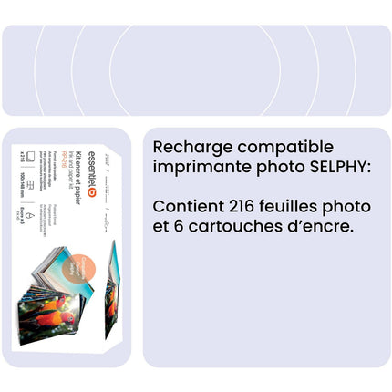 Kit papier + encre ESSENTIELB compatible Canon Selphy KP-108 tirages