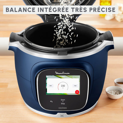 Cookeo MOULINEX CE943410 bleu touch wifi pro balance integrée 6 L, 13 modes de cuisson, 250 recettes