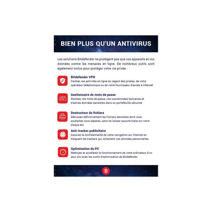 Logiciel antivirus et optimisation BITDEFENDER Total Security - 2 ans - 10 postes