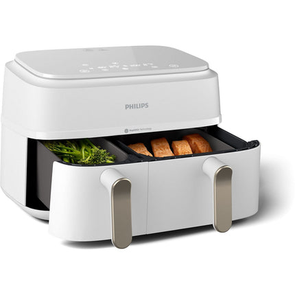 Airfryer PHILIPS NA353/10 friteuse sans huile double panier Blanc/Doré, Série 3000 9L (3+6L)