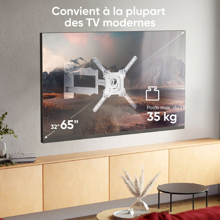 Support mural TV ONKRON 32–65", 35 kg max, Orientable M4-W Blanc