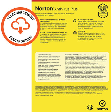 Logiciel antivirus et optimisation NORTON antivirus PLUS 2Go 1 poste
