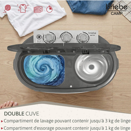 Lave linge portable BRIEBE avec Centrifugeuse 2 Compartimen WM1140