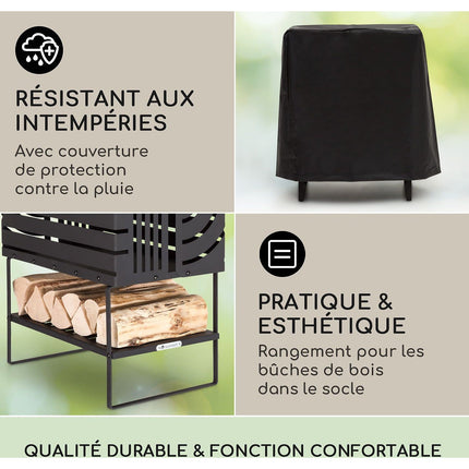 Brasero BLUMFELDT Krakatoa étagère bois acier massif noir