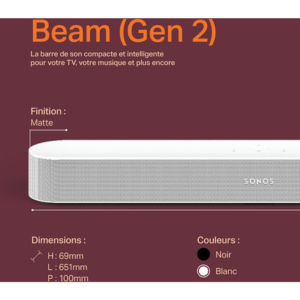 Barre de son SONOS Beam 2