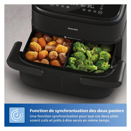 Airfryer PHILIPS NA150/00 friteuse sans huile panier flexible avec séparateur amovible, Série 1000 7.1L