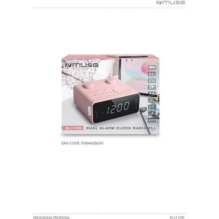 Radio réveil MUSE M-17 CPK rose
