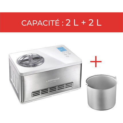 Turbine à glace LAGRANGE Glaces Pro 2L double cuve 419022
