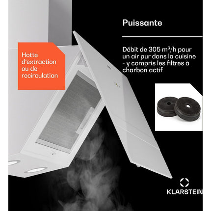 Hotte encastrable KLARSTEIN Laurel 60cm 247 m³/h LED tactile Blanc Reconditionné