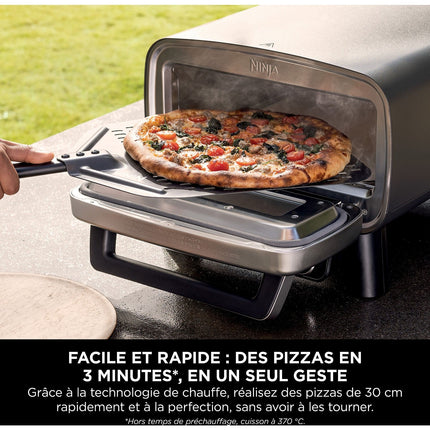 Four à pizza électrique NINJA MO201EU inox noir pizza 30 cm, fonction air fryer, thermostat digital pour usage en extérieur