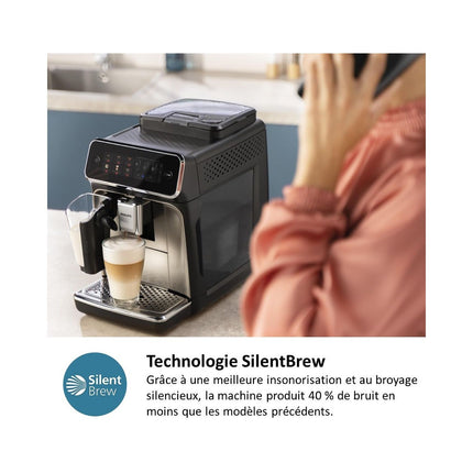 Expresso Broyeur PHILIPS EP4441/50 SilentBrew LatteGo Noir