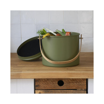 Seau à compost PEBBLY 7L, en métal et bambou