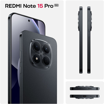 Smartphone XIAOMI Pack REDMI Note 15 Pro 5G 256Go Noir + Redmi buds 6 play blanc + coque incluse