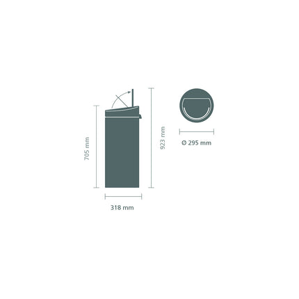Poubelle de cuisine manuelle BRABANTIA Touch Bin new 30L matt steel