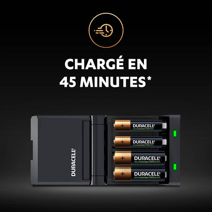 Chargeur secteur DURACELL 15 Min CEF27 + AA/AAA x2