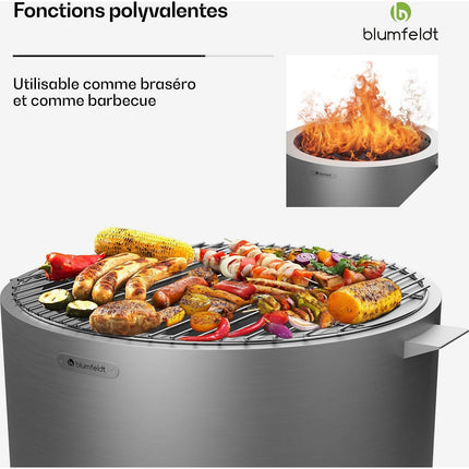 Brasero BLUMFELDT Ignite Pure sans fumée grill acier inox