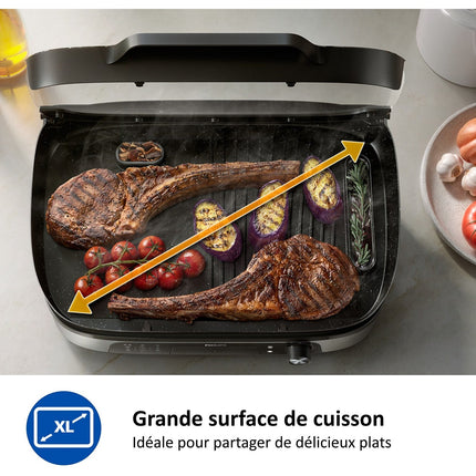 Plancha électrique PHILIPS HD6212/90 couvercle verre à poser, 50x25 cm