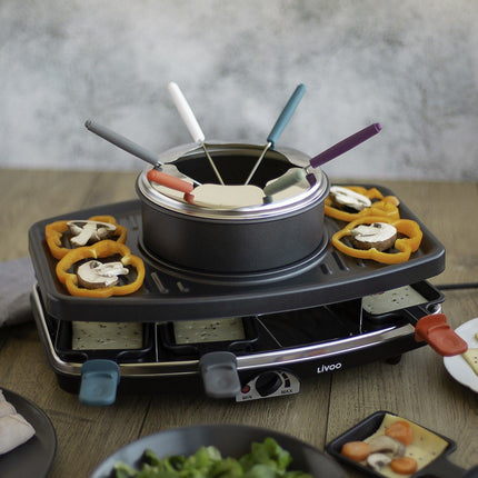 Raclette Fondue LIVOO Set à raclette, grill et fondue + 8 poel