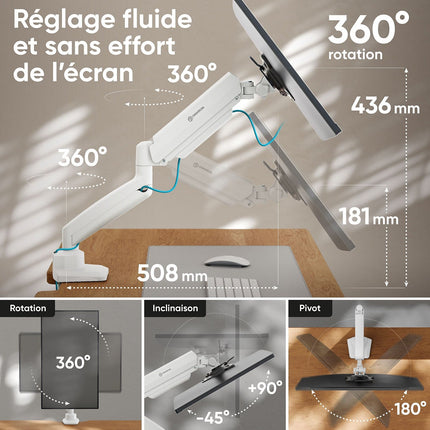 Support écran PC ONKRON Bras Écran PC 13"–32", 10 kg max, G80-BW