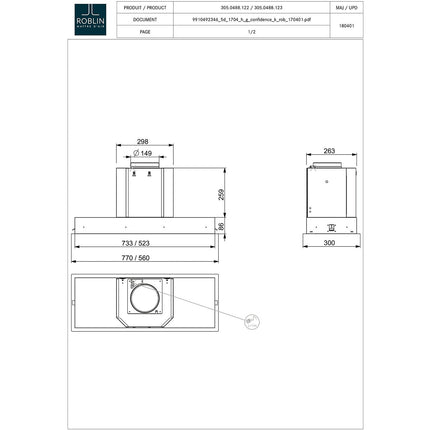 Hotte encastrable ROBLIN CONFIDENCE 770 INOX