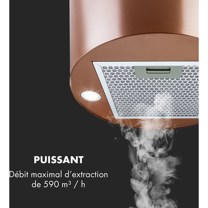 Hotte décorative îlot KLARSTEIN Barett îlot Ø 35cm 560 m³/h LED bronze
