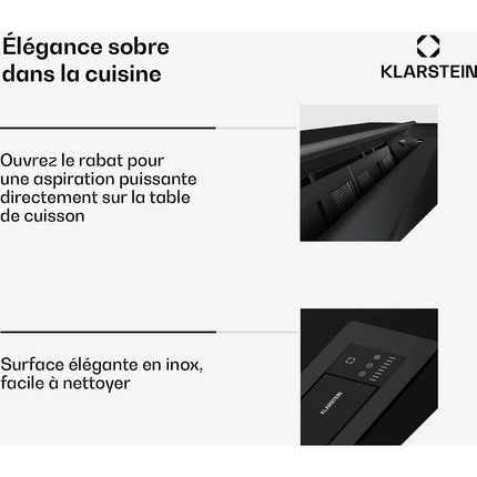 Hotte plan de travail KLARSTEIN Brisa 60 cm 710 m³/h A+ LED 42 dB Noir