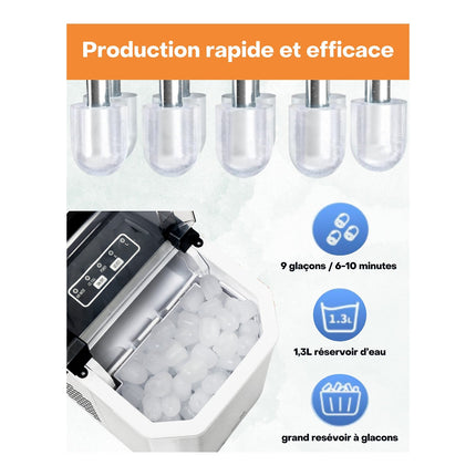Machine à glaçons SENYA 1,3L - 12kg par jour - Ecran Led