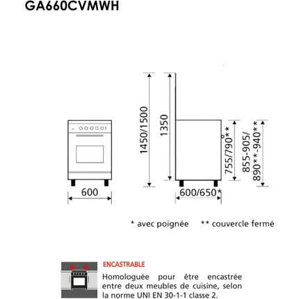 Piano de cuisson gaz GLEM GX960CVIX