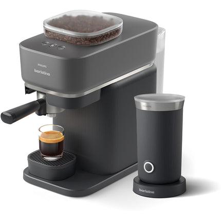 Machine à expresso PHILIPS Baristina BAR303/00 cafetière à grain Blanche + mousseur à Lait