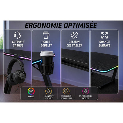 Bureau gamer AKUMA D02 Carbone RGB
