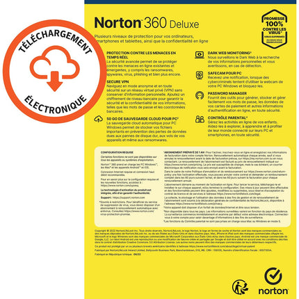 Logiciel antivirus et optimisation NORTON 360 DELUXE 50Go SE 5 postes
