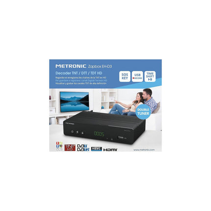 Décodeur TNT METRONIC Décodeur TNT Zapbox EH-D3 HEVC double tu