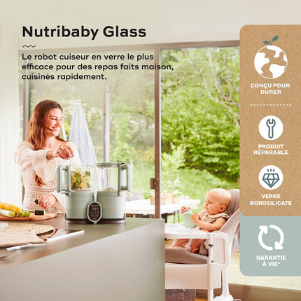Mixeur Cuiseur Bébé BABYMOOV Nutriglass Celadon Green