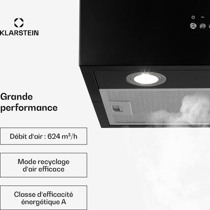 Hotte décorative îlot KLARSTEIN Structura îlot 41 cm 624m³/h LED noir