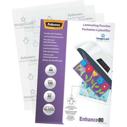 Consommable de bureau pour plastifieuse FELLOWES Pochettes A4 80mic x100