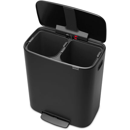 Poubelle de cuisine tri sélectif BRABANTIA à Pédale Bo 2X30L Matt Black