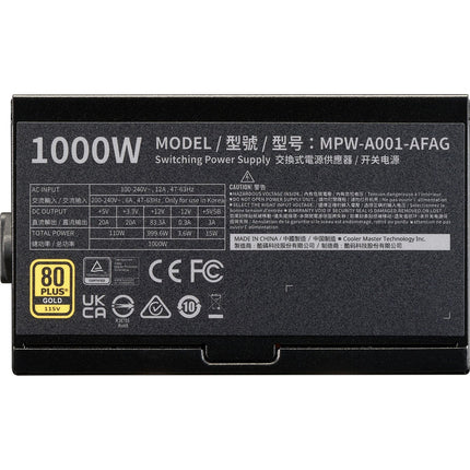 Alimentation PC COOLER MASTER Cooler Master Elite Gold 1000W Noir