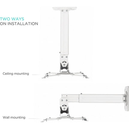 Support vidéoprojecteur ONKRON Plafond - mur, Articulé, 40-60 cm, K5A-W