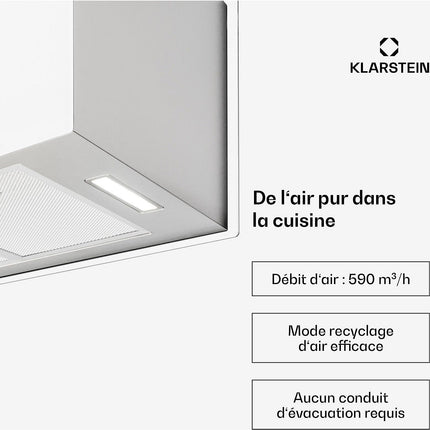 Hotte décorative îlot KLARSTEIN Kronleuchter îlot 90cm 590m³/h LED blanc Reconditionné