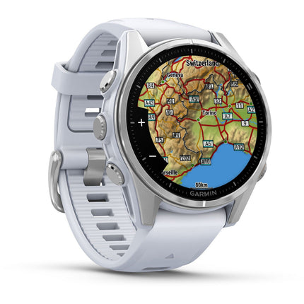 Montre sport GARMIN Fenix 8 Multisports GPS AMOLED IP6X BT Wi-Fi 43 mm Argent / Blanc